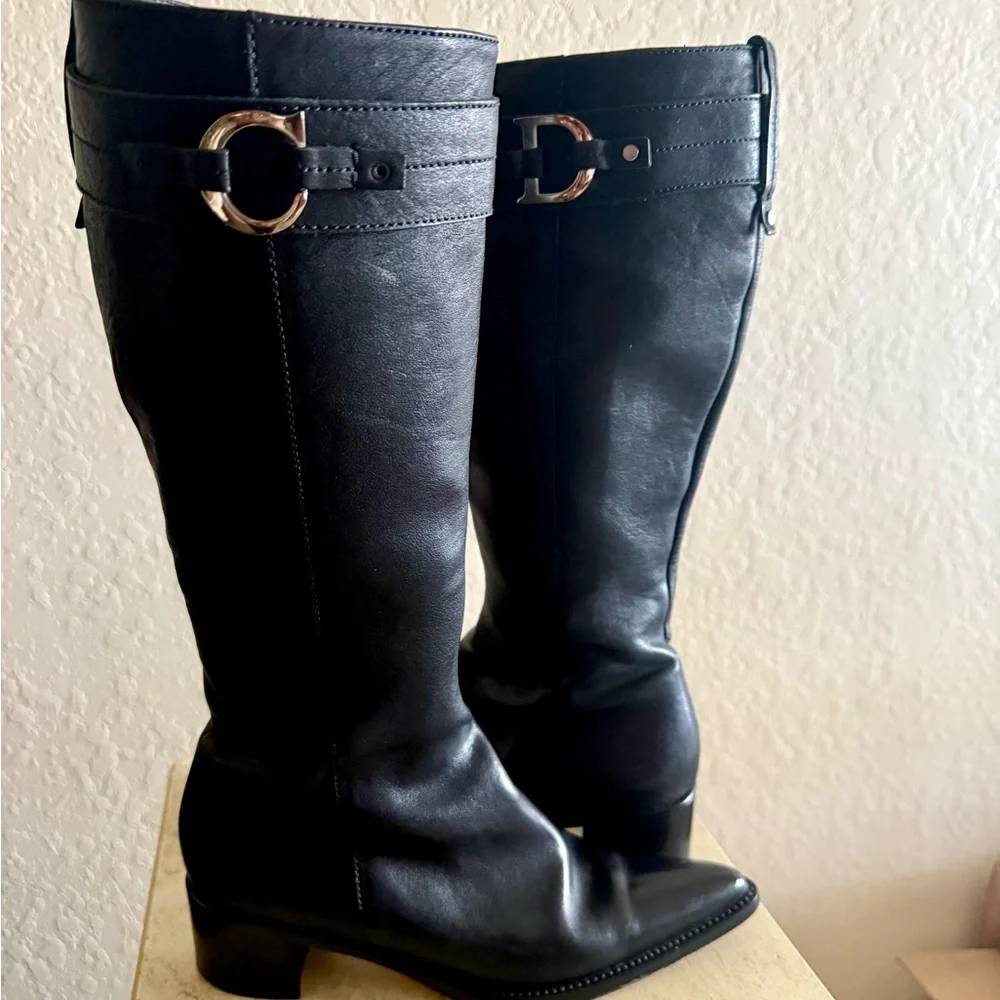 AUTHENTIC DIOR Black Leather Knee-High Boots - Picture 1 of 12